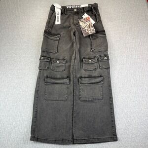 New with tags baggy wide leg cargo black jeans Women 5/27(28X29) utility hip-hop
